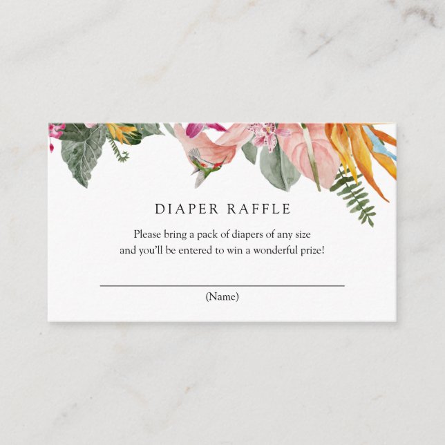 Tropical Diaper Raffle Enclosure Card (Front)