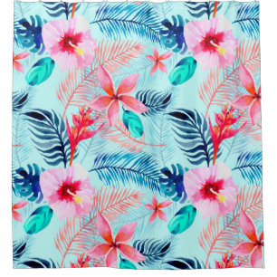 Tropical digital paper background shower curtain