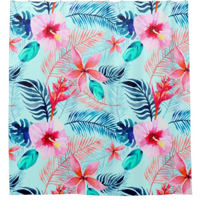 Tropical digital paper background shower curtain (Front)
