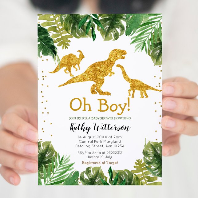 Tropical Dino oh baby baby shower invitation (Creator Uploaded)