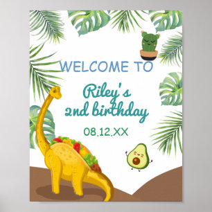 Tropical Dinosaur Tacos Tacosaurus Party Birthday Poster