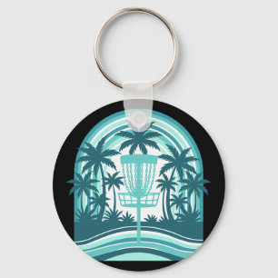 Tropical Disc Golf Scene With Sket Key Ring