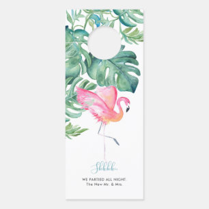 Tropical Do Not Disturb Pink Flamingo Door Hanger