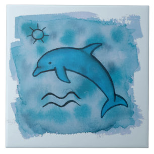 Tropical Dolphin Sea Life Ceramic Tile