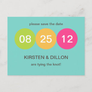 Tropical dots wedding announcement save the date postcard