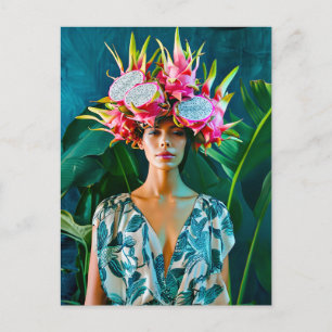Tropical Dragon Fruit Fashion Concept Holiday Postcard