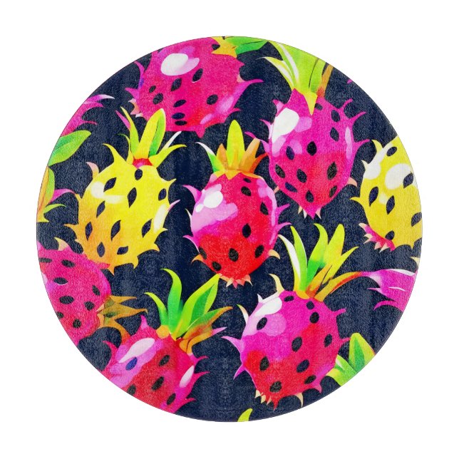 Tropical Dragon Fruit Fiesta Cutting Board (Front)