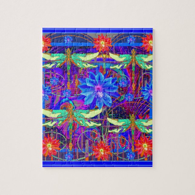 Tropical Dragonflies Blue Flower gifts Jigsaw Puzzle (Vertical)
