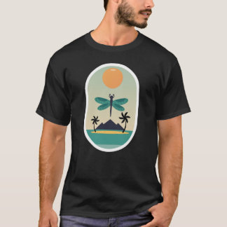 Tropical Dragonfly Sunset Retro Island Vibes T-Shirt