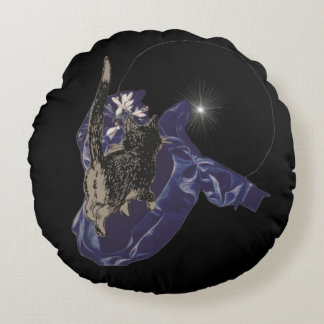 Tropical dreamlike conceptual collage round cushion