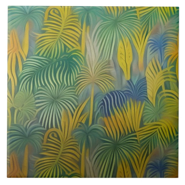 Tropical Dreams Abstraction Ceramic Tile (Front)