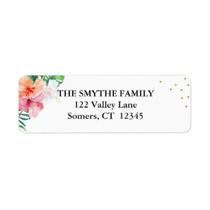 Tropical Dreams Hibiscus Flowers Address Label Return Address Label