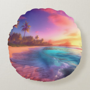 Tropical Dreamscape Round Cushion