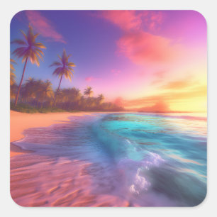 Tropical Dreamscape Square Sticker