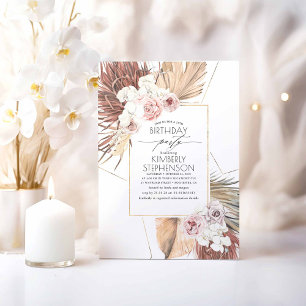 Tropical Dried Palm Leaves Foliage Birthday Invitation