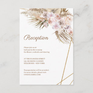 Tropical Dried Pampas Grass Dried Palm Dusty Rose  Enclosure Card