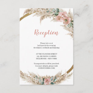 Tropical Dried Pampas Grass Dusty Rose Eucalyptus Enclosure Card
