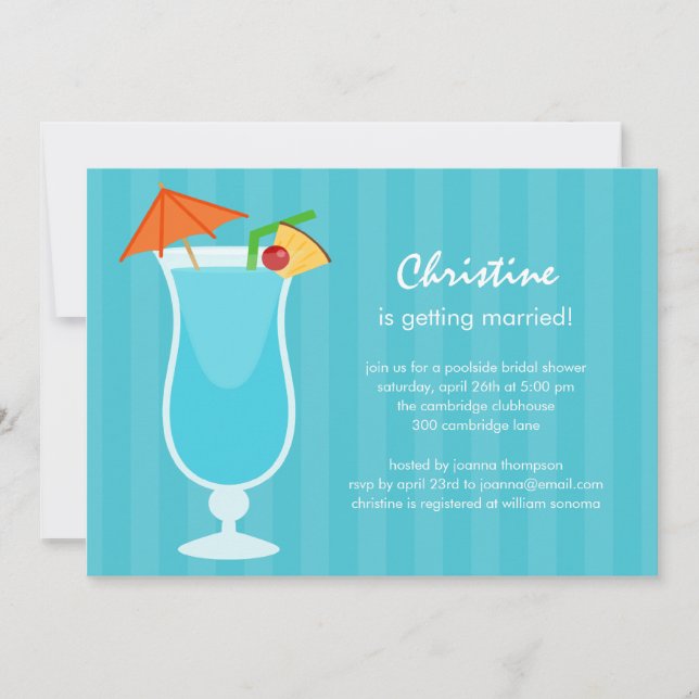 Tropical Drink Bridal Shower or Bachelorette Party Invitation (Front)