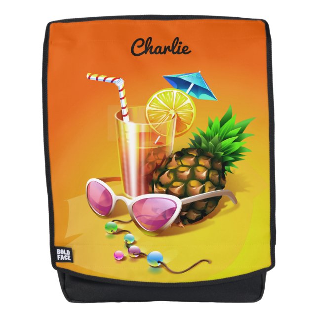 Tropical Drink custom name backpack (Front)