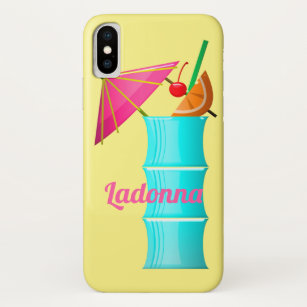 Tropical drink Hawaiian cocktail yellow blue pink Case-Mate iPhone Case