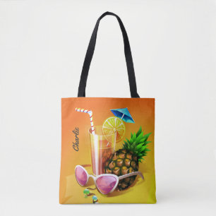 Tropical Drink optional custom name bags