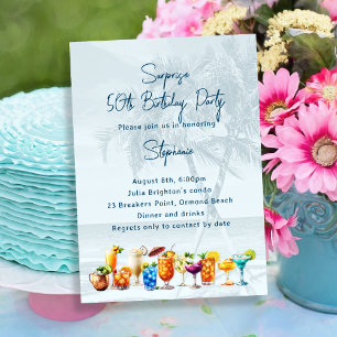 Tropical Drinks Adult Birthday Party Invitation