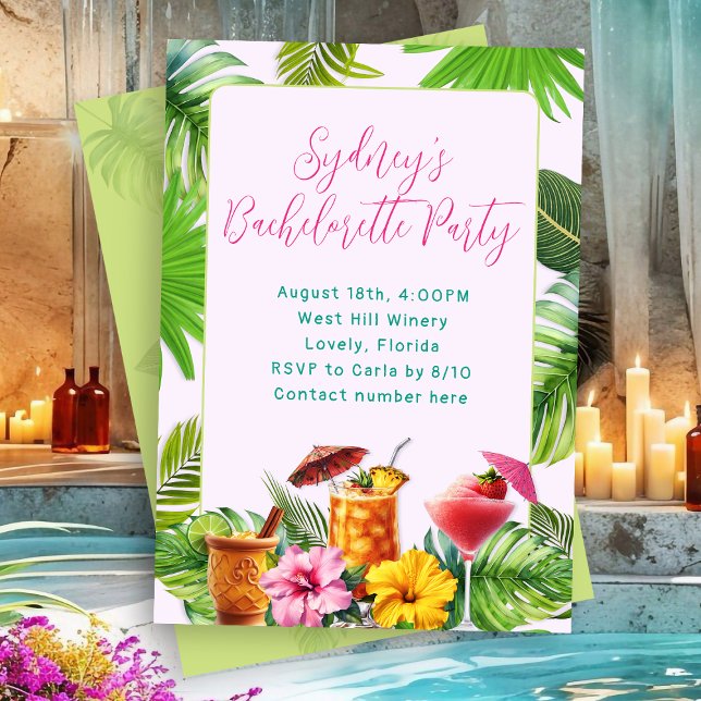 Tropical Drinks Bachelorette Party Invitation (Creator Uploaded)