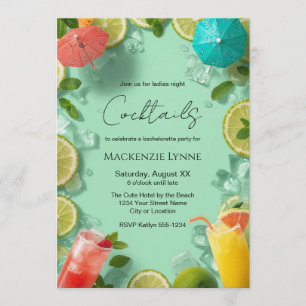 Tropical Drinks Beach Theme Cocktail Party Invitation