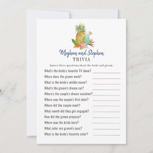 Tropical drinks Couple's Shower Trivia games Invitation (Front)