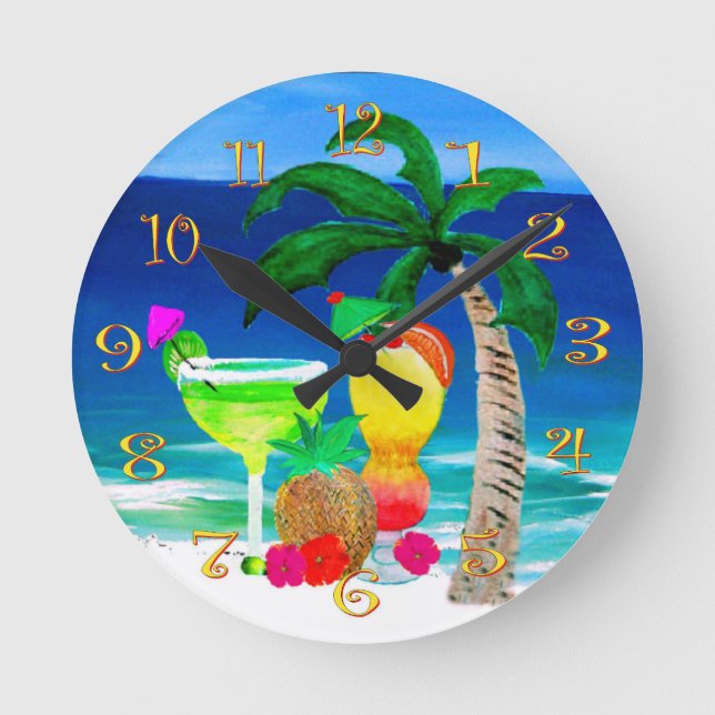 Tropical drinks wall clock (Front)