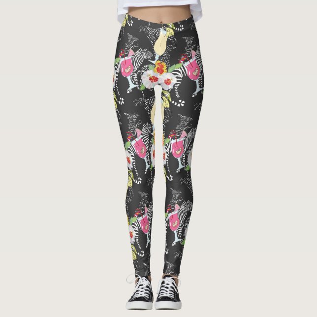 Tropical Drinks With Animals Leggings (Front)