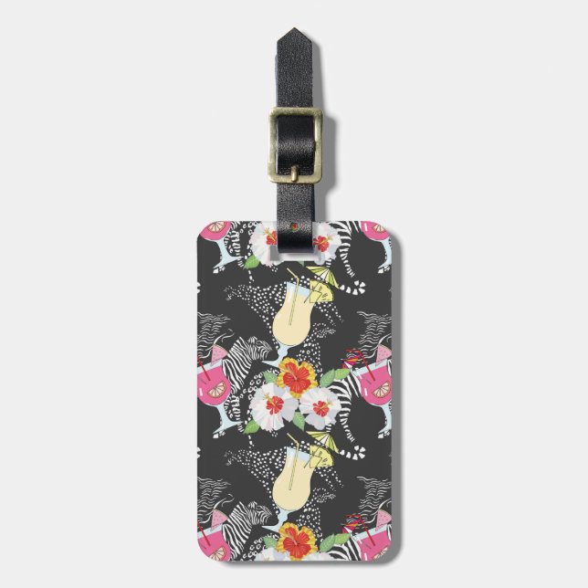 Tropical Drinks With Animals Luggage Tag (Front Vertical)