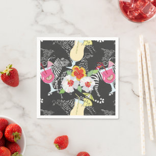 Tropical Drinks With Animals Napkin