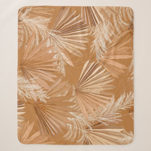 Tropical dry palms: watercolor boho. sherpa blanket