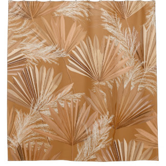 Tropical dry palms: watercolor boho. shower curtain