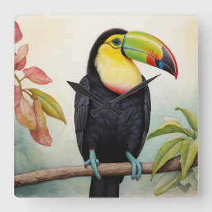 Tropical Elegance Keel-Billed Toucan Square Wall Clock