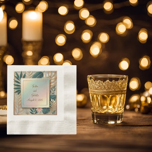 Tropical Elegance Minimalistic Coined Cocktail Napkin