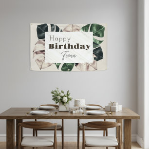 Tropical Elegance: Monstera Birthday Banner