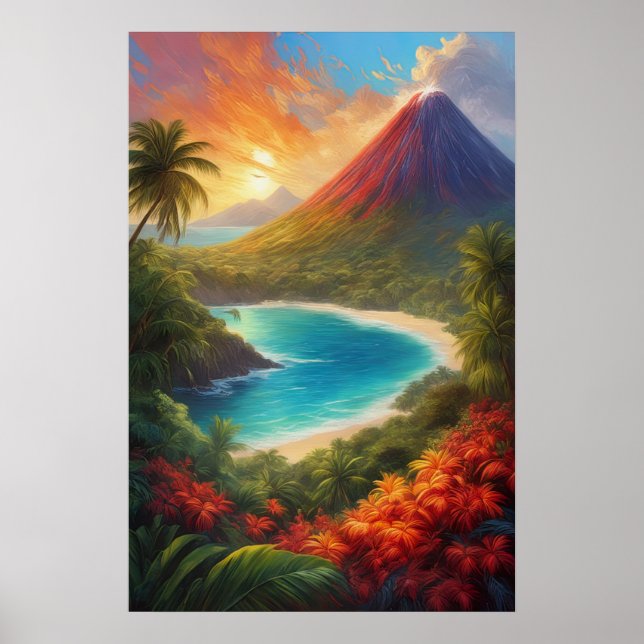 Tropical Elegance, Orange Dusk Poster (Front)
