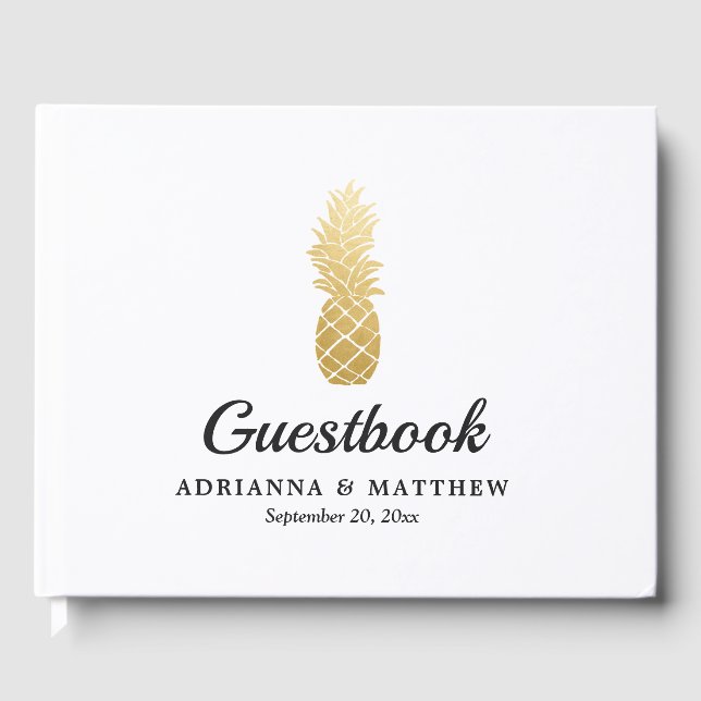 Tropical Elegance | Pineapple Wedding Guestbook (Front)
