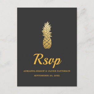 Tropical Elegance Pineapple Wedding RSVP Invitation Postcard