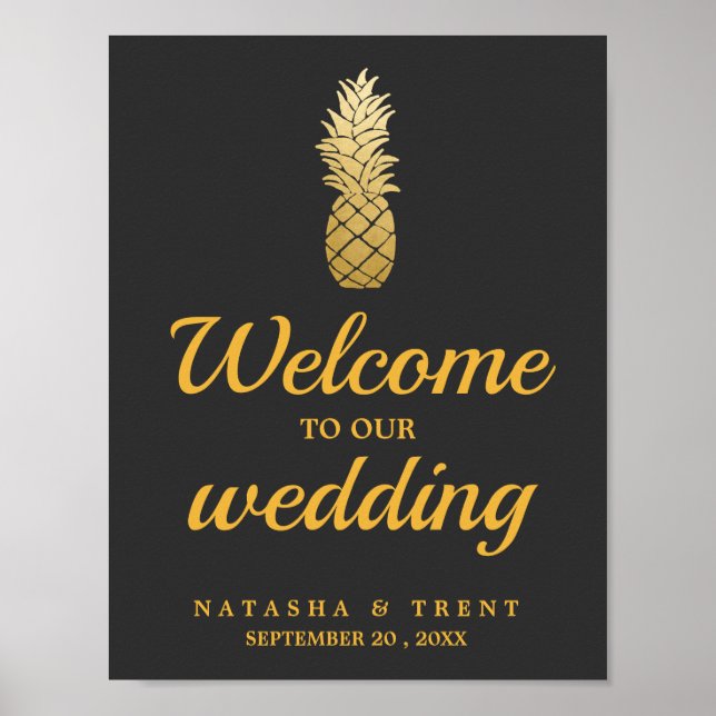 Tropical Elegance | Pineapple Wedding Sign (Front)