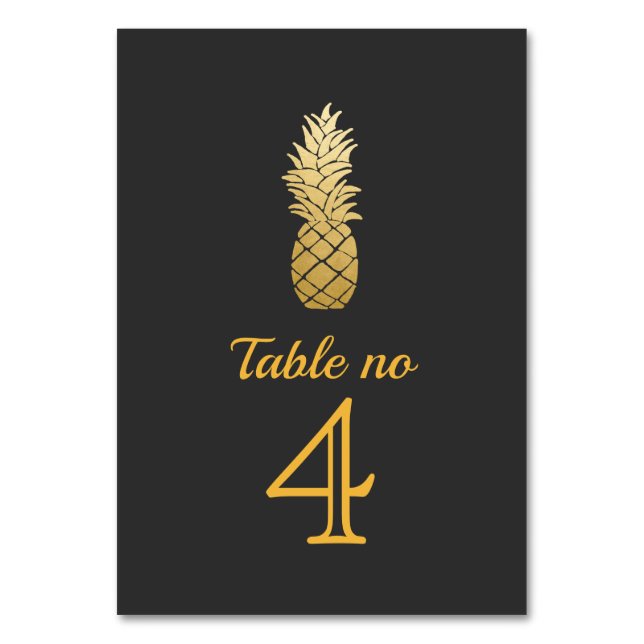 Tropical Elegance | Pineapple Wedding Table Number (Front)