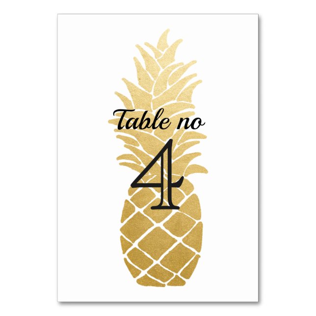 Tropical Elegance | Pineapple Wedding Table Number (Front)