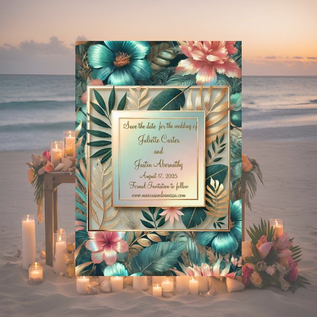Tropical Elegance Save The Date Card (Creator Uploaded)