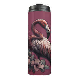 Tropical elegance, the flamingo in the twilight. thermal tumbler