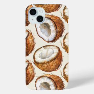 Tropical Elegance Vintage Watercolor Coconut Halve iPhone 15 Mini Case