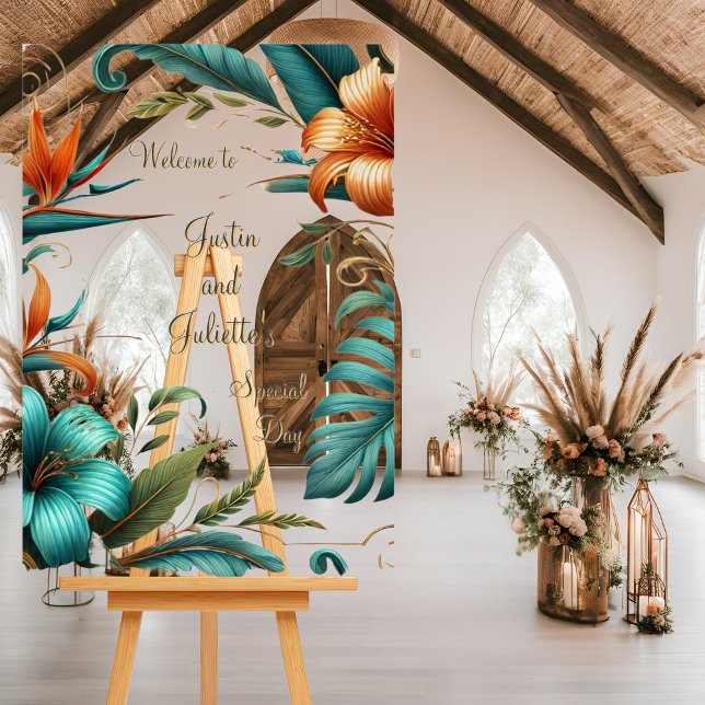 Tropical Elegance Wedding Welcome Sign (Creator Uploaded)