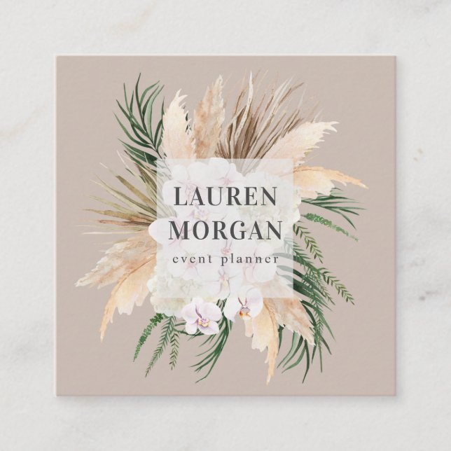 tropical elegant floral square Business Card (Front)