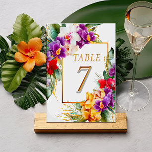 Tropical Elegant Floral Wedding Table Number